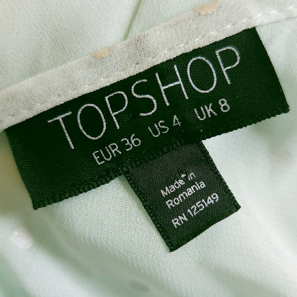 TOPSHOP Spot Foil metallic twist front slip maxi party dress mint dot Size 4 NEW - Picture 6 of 8